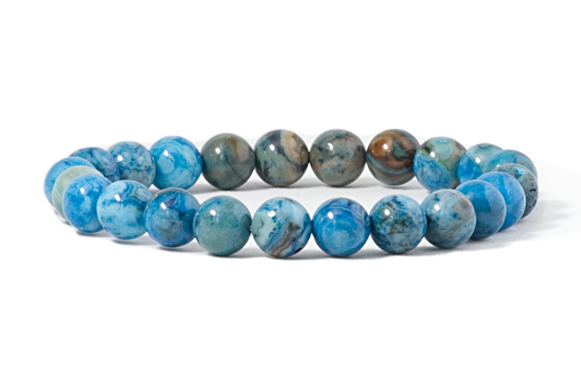 Stretch Bracelet | 8mm Beads (Blue Crazy Lace Agate)