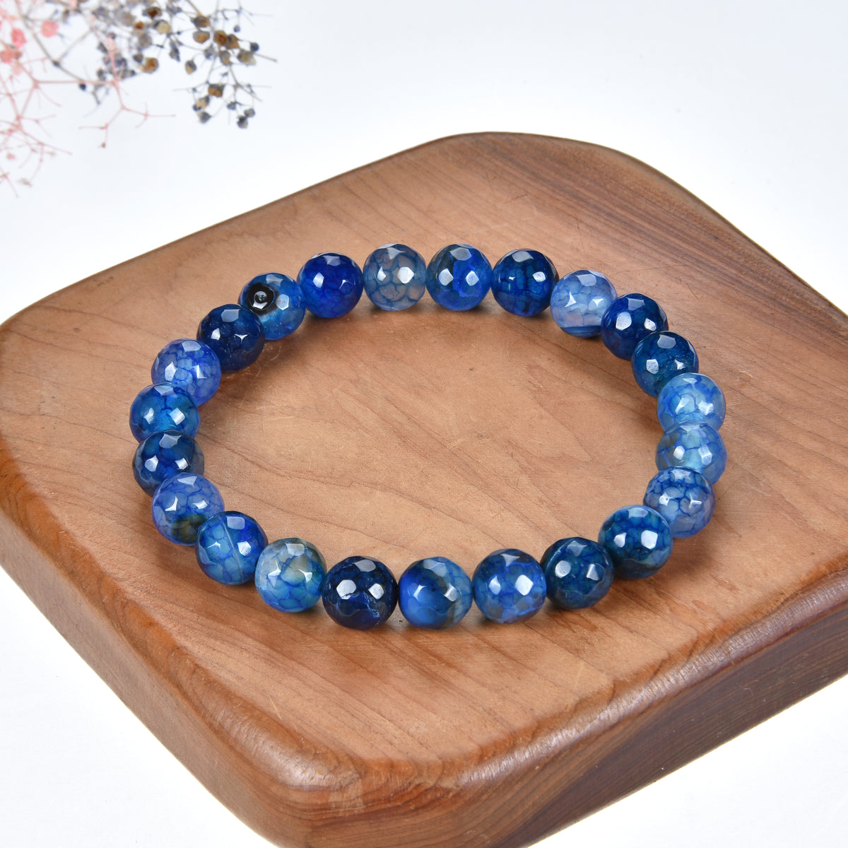 Stretch Bracelet | 8mm Beads (Blue Fire Faceted Agate)