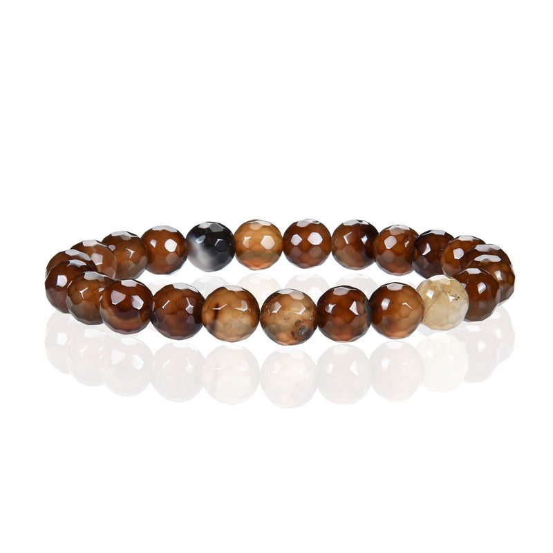 Cherry Tree Collection | Stretch Bracelet | 8mm Beads (Chocolate Faceted Agate)