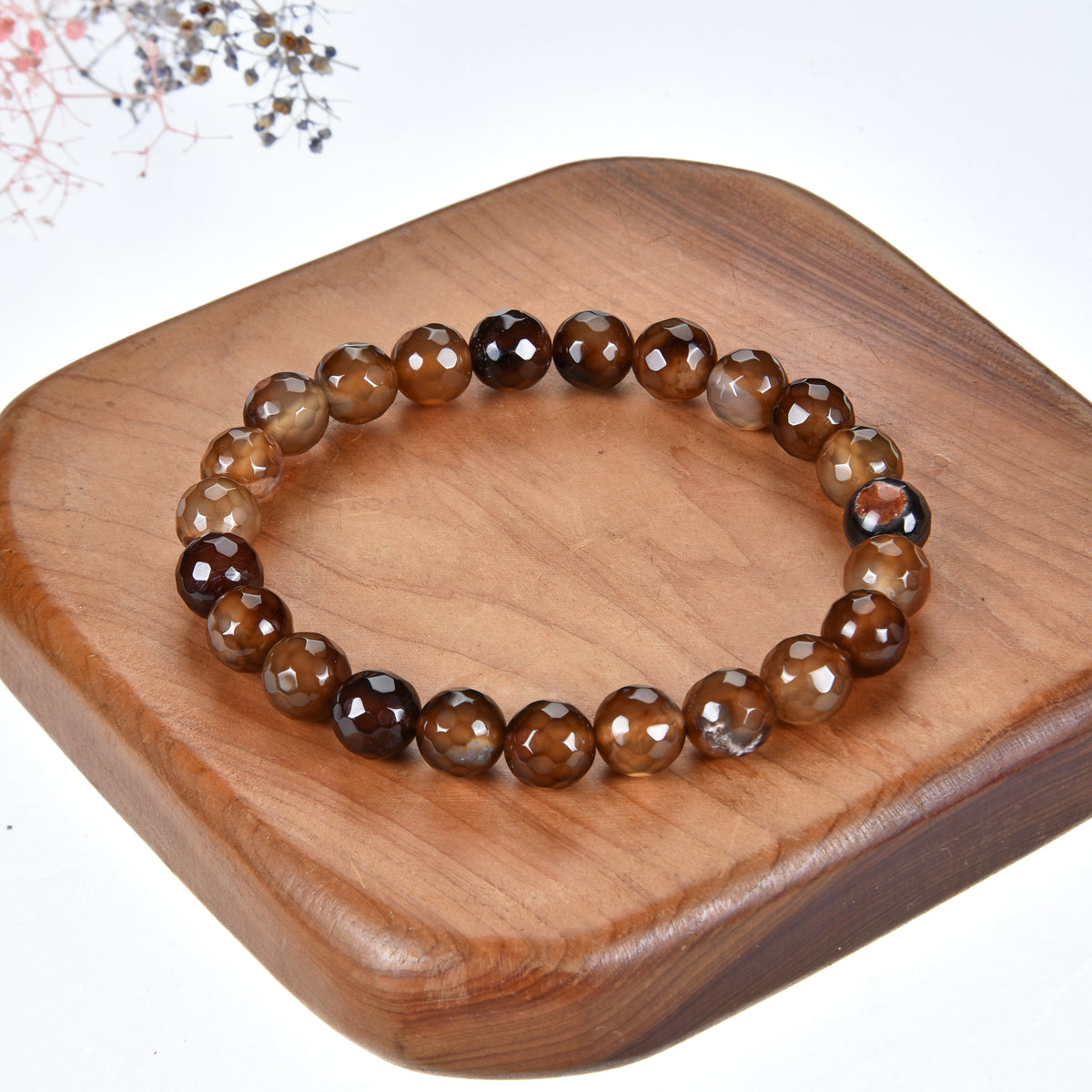 Stretch Bracelet | 8mm Beads (Chocolate Faceted Agate)