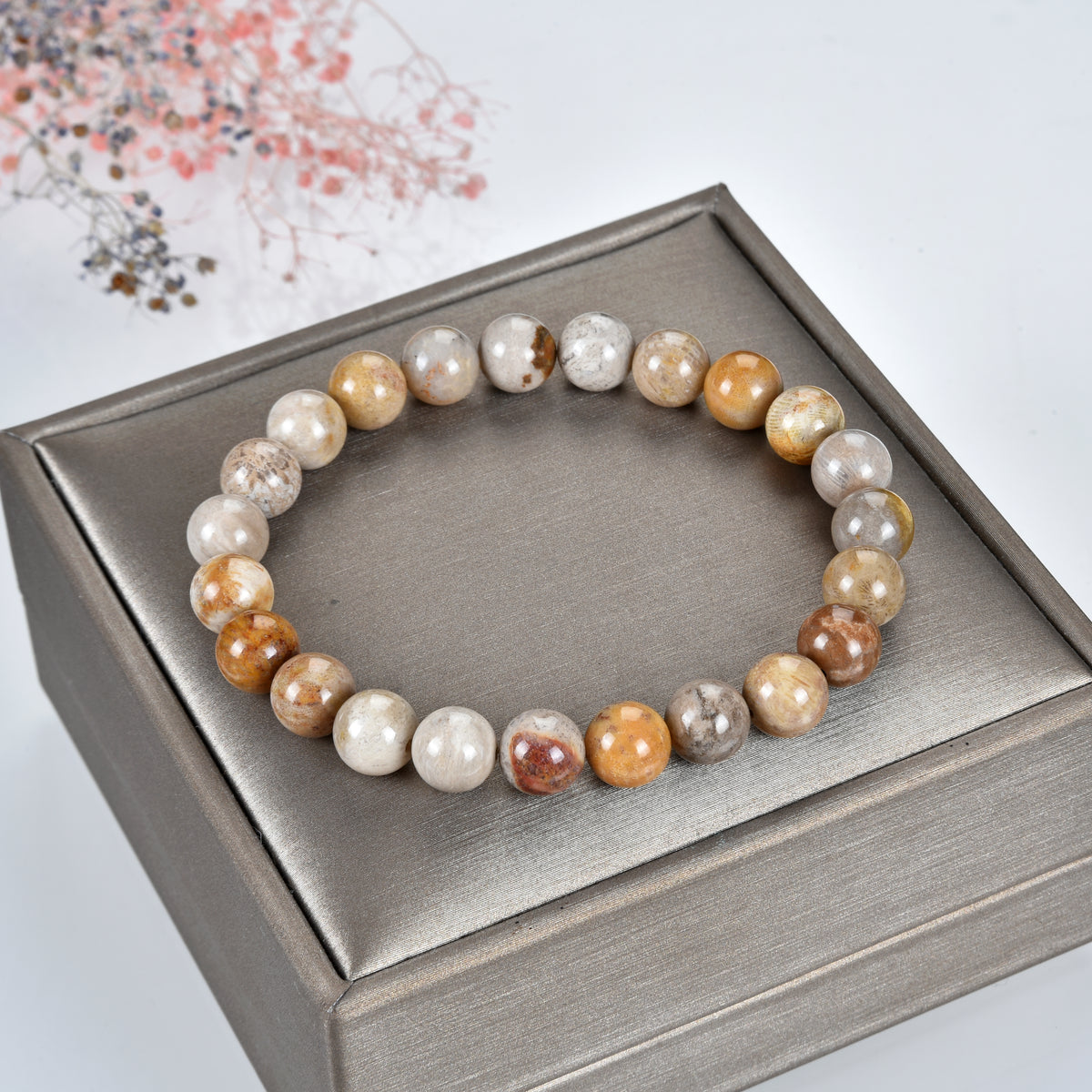 Stretch Bracelet | 8mm Beads (Fossil Coral)