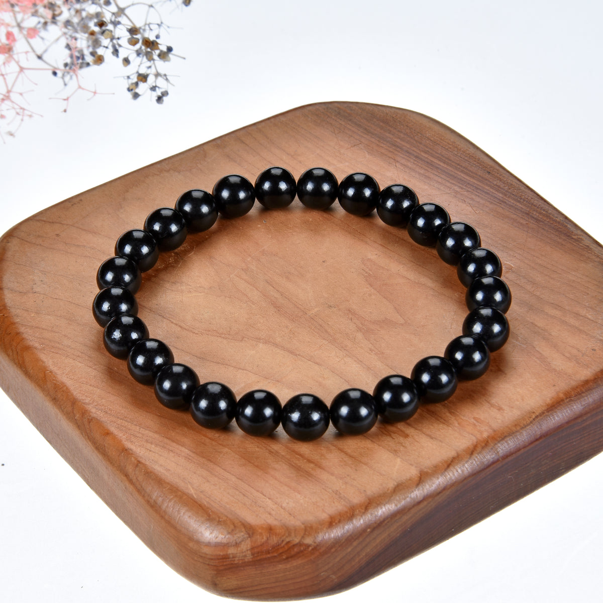 Stretch Bracelet | 8mm Beads (Jet Stone)