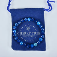 Cherry Tree Collection | Stretch Bracelet | 8mm Beads (Lace Agate - Blue)