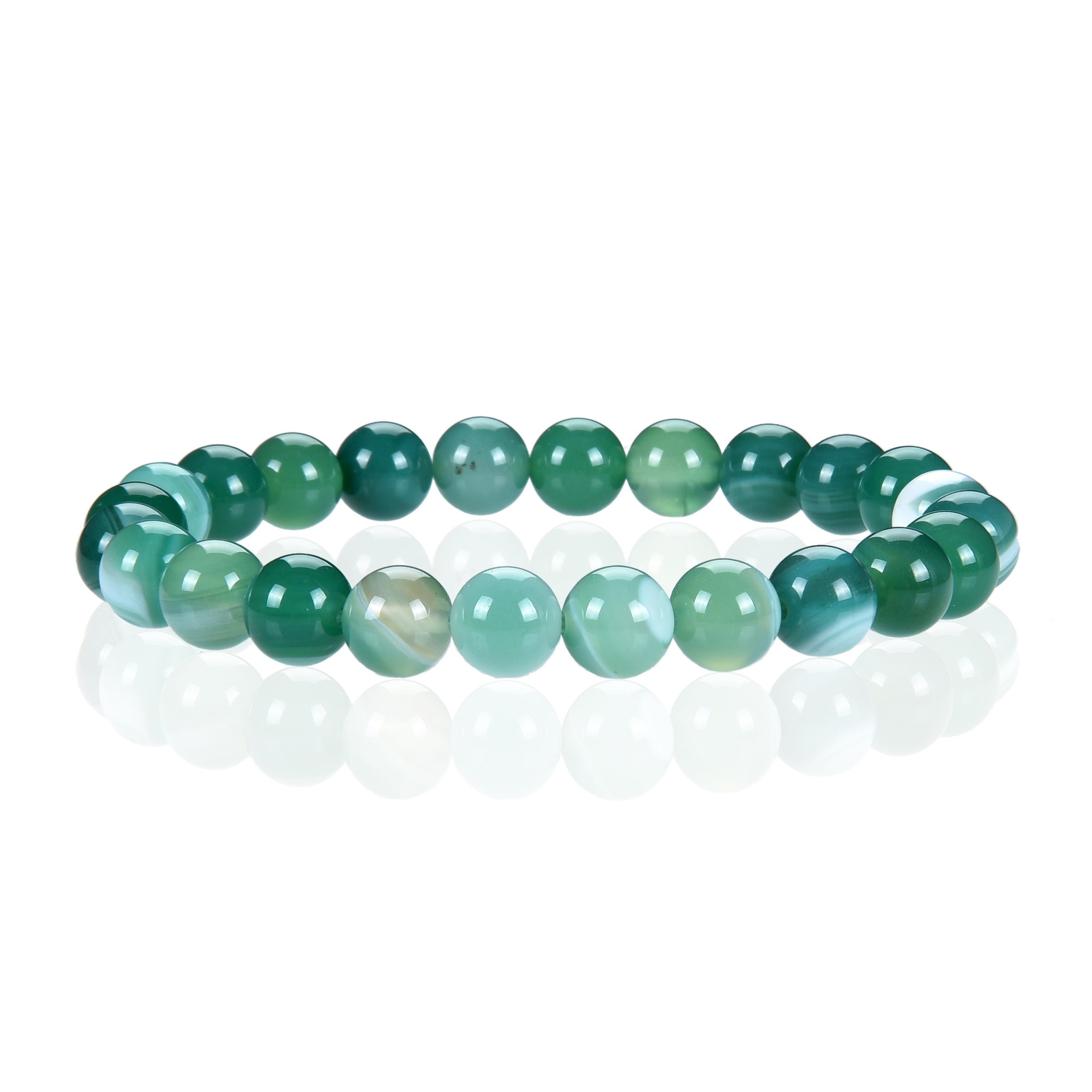 Cherry Tree Collection | Stretch Bracelet | 8mm Beads (Lace Agate - Green)