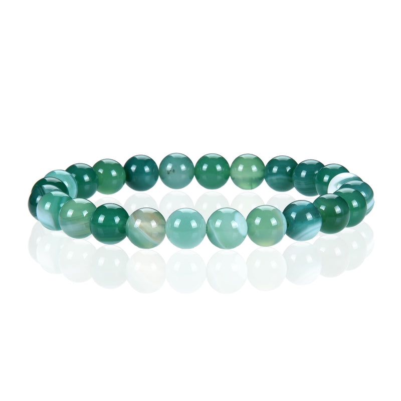 Cherry Tree Collection | Stretch Bracelet | 8mm Beads (Lace Agate - Green)