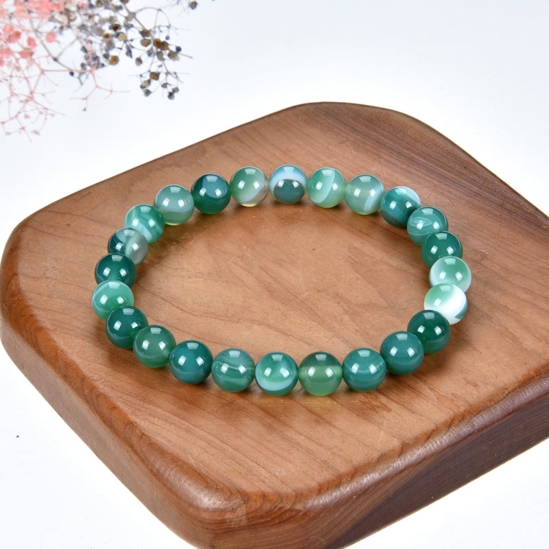 Stretch Bracelet | 8mm Beads (Lace Agate - Green)