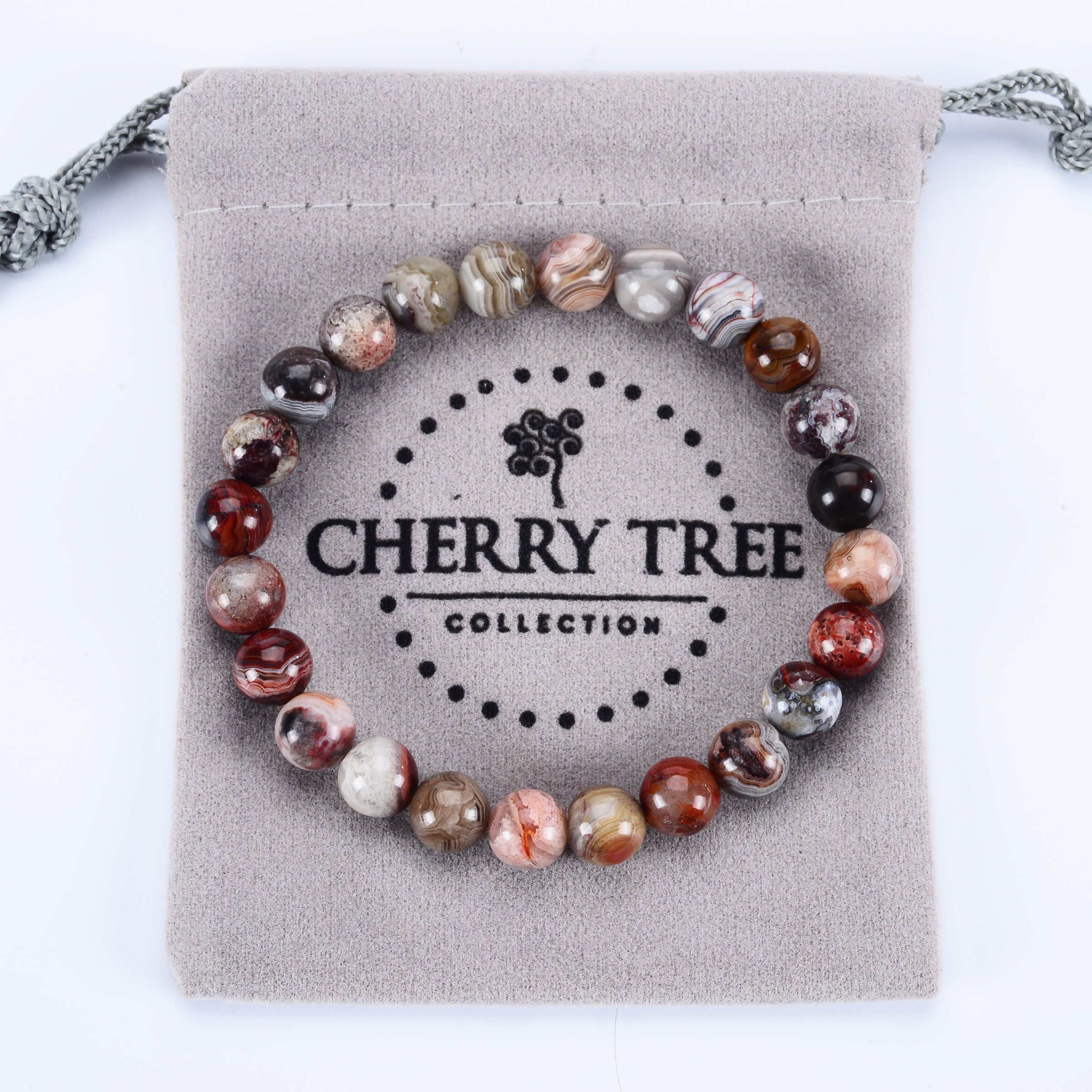 Stretch Bracelet | 8mm Beads (Laguna Lace Agate)
