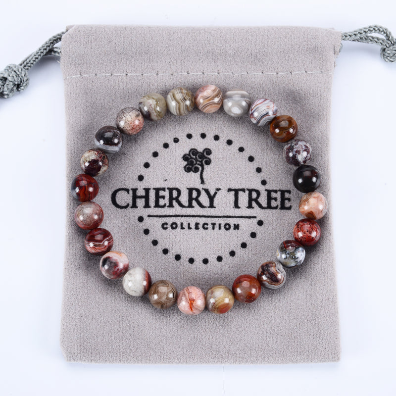 Stretch Bracelet | 8mm Beads (Laguna Lace Agate)