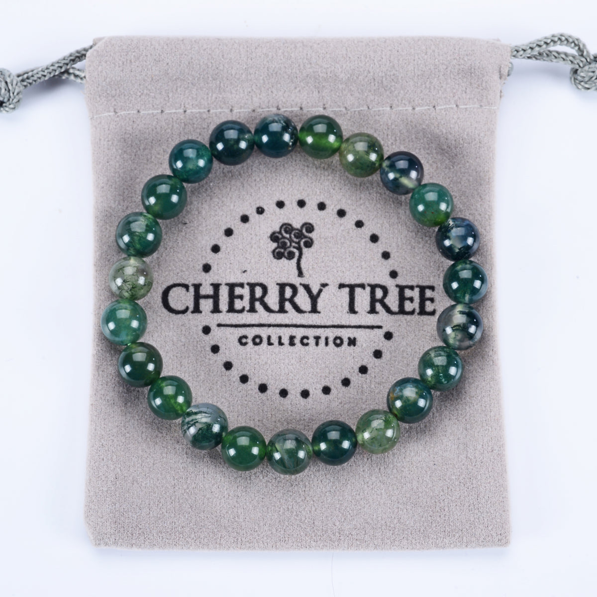 Stretch Bracelet | 8mm Beads (Moss Agate)