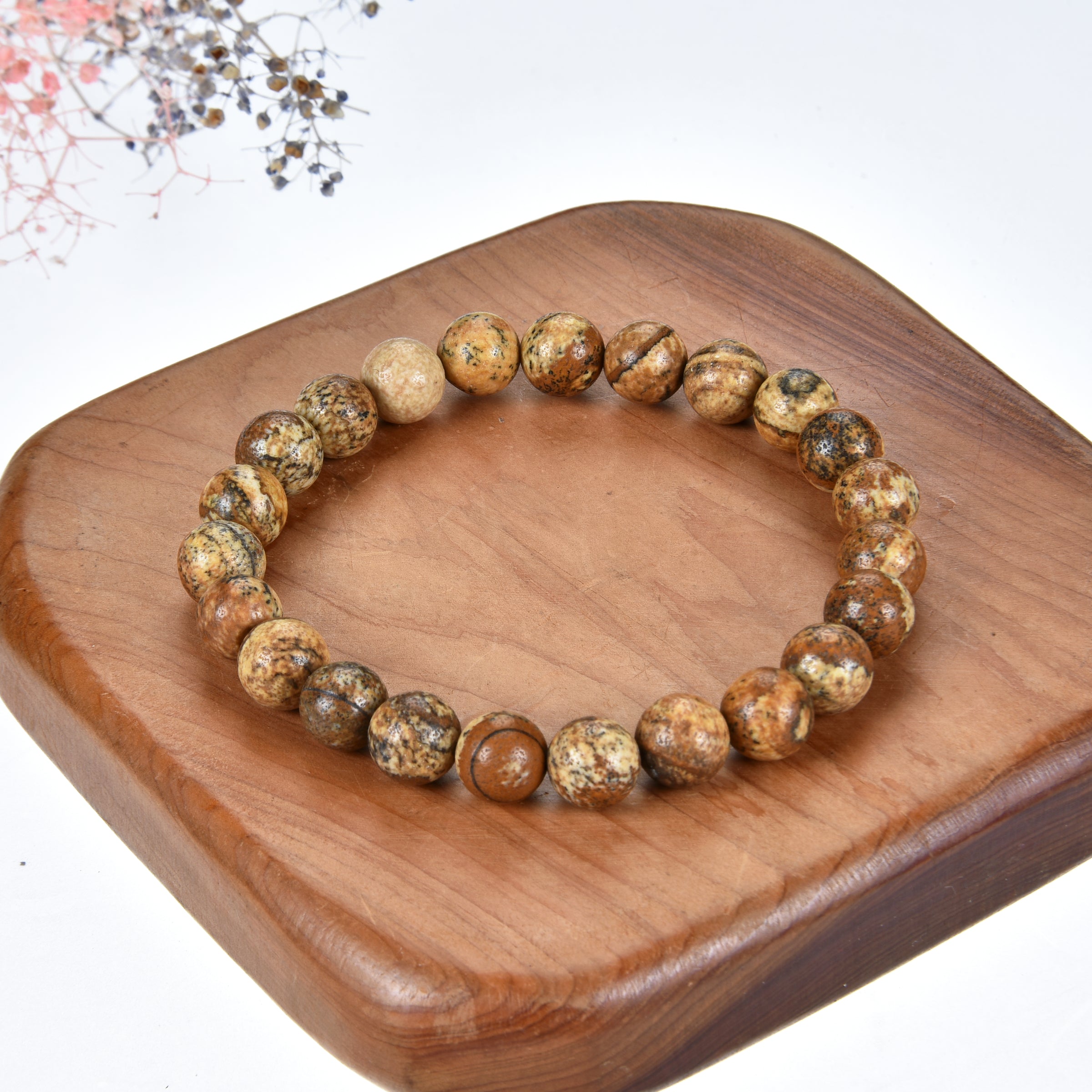 Cherry Tree Collection | Stretch Bracelet | 8mm Beads (Picture Jasper)