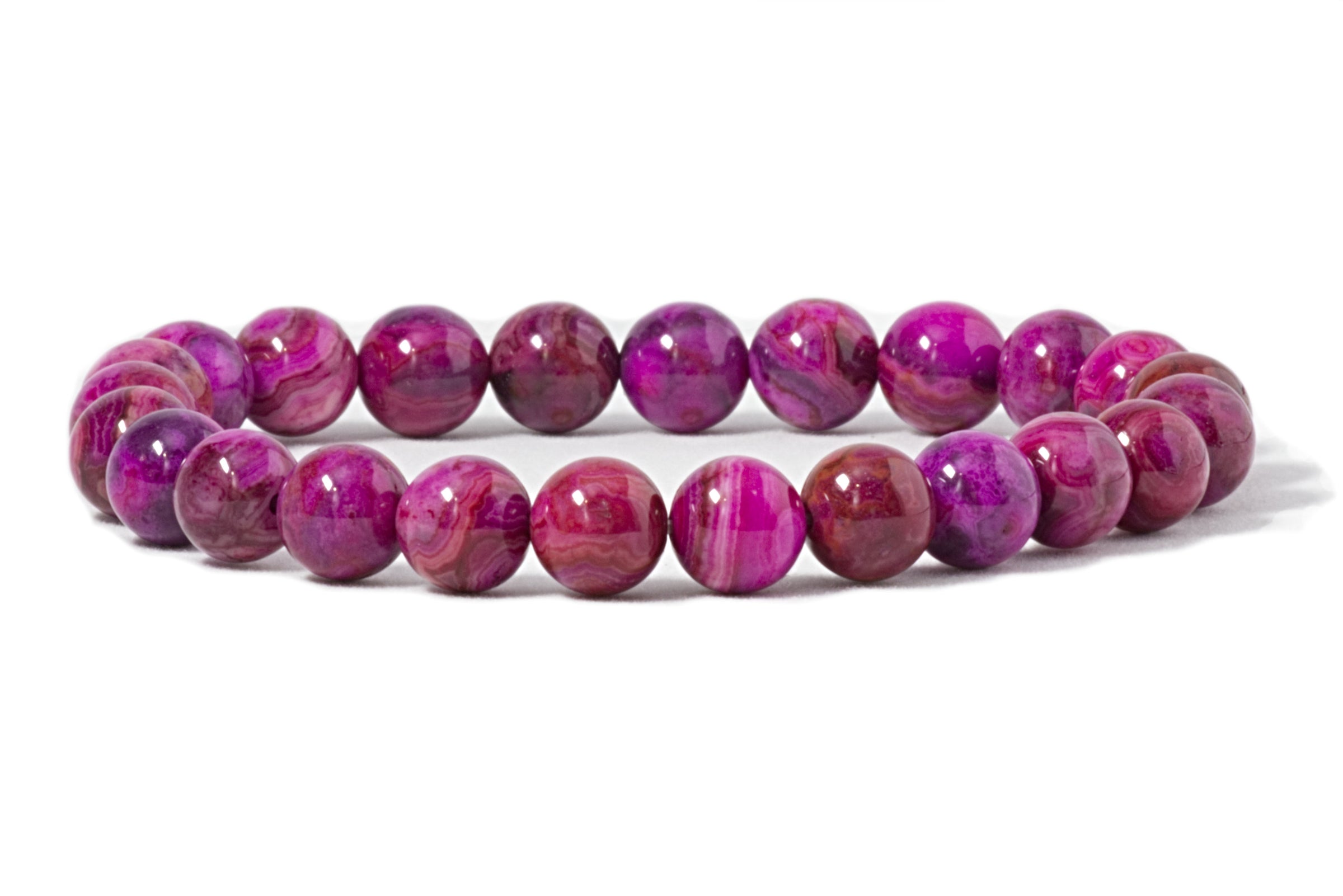 Stretch Bracelet | 8mm Beads (Pink Crazy Lace Agate)