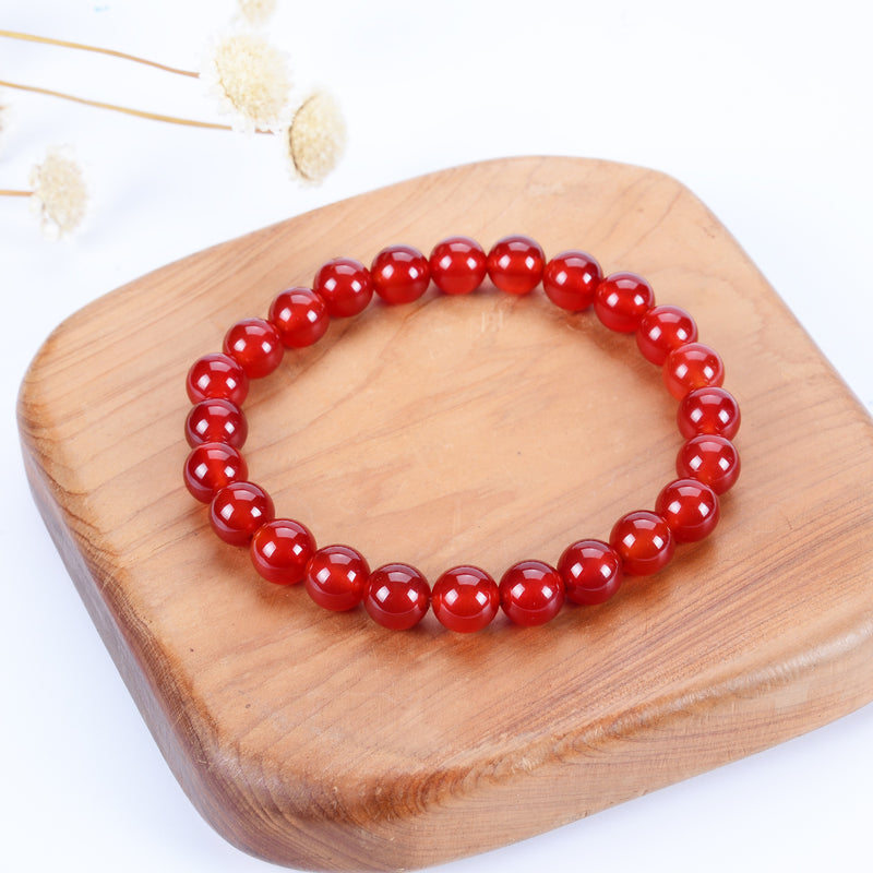 Stretch Bracelet | 8mm Beads (Deep Orange - Red Agate)