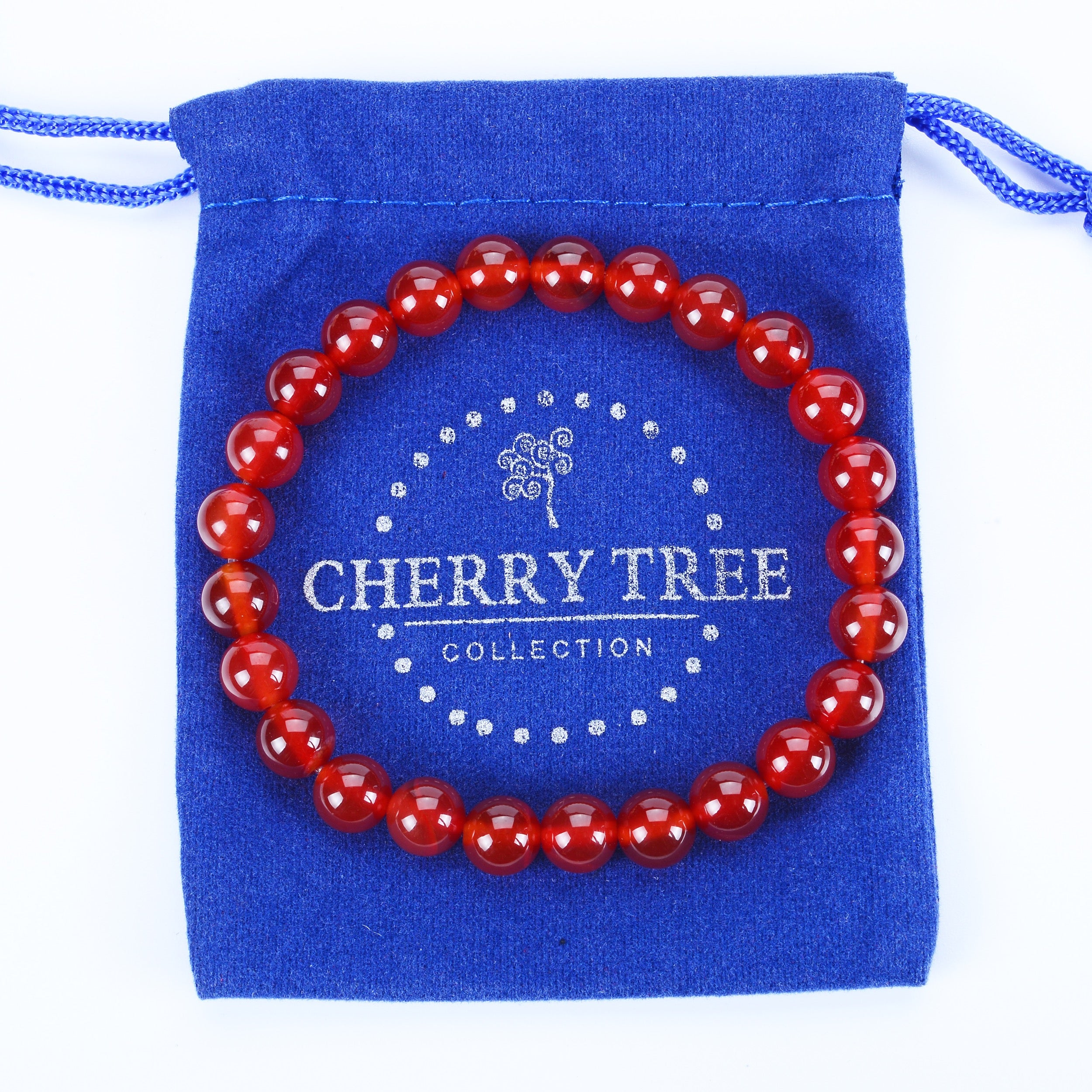 Cherry Tree Collection | Stretch Bracelet | 8mm Beads (Deep Orange - R