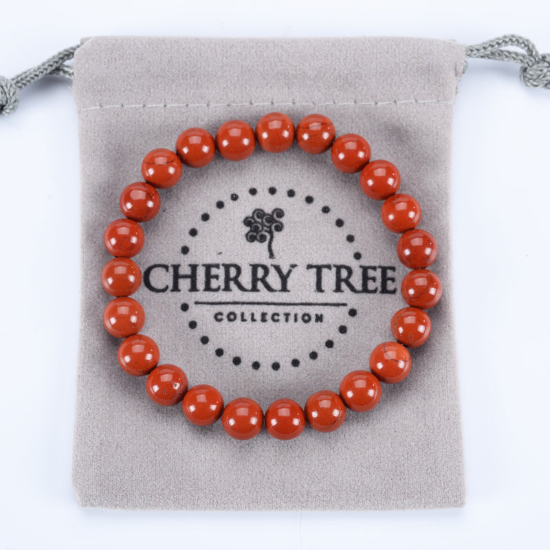 Stretch Bracelet | 8mm Beads (Red Jasper - Burnt Orange)