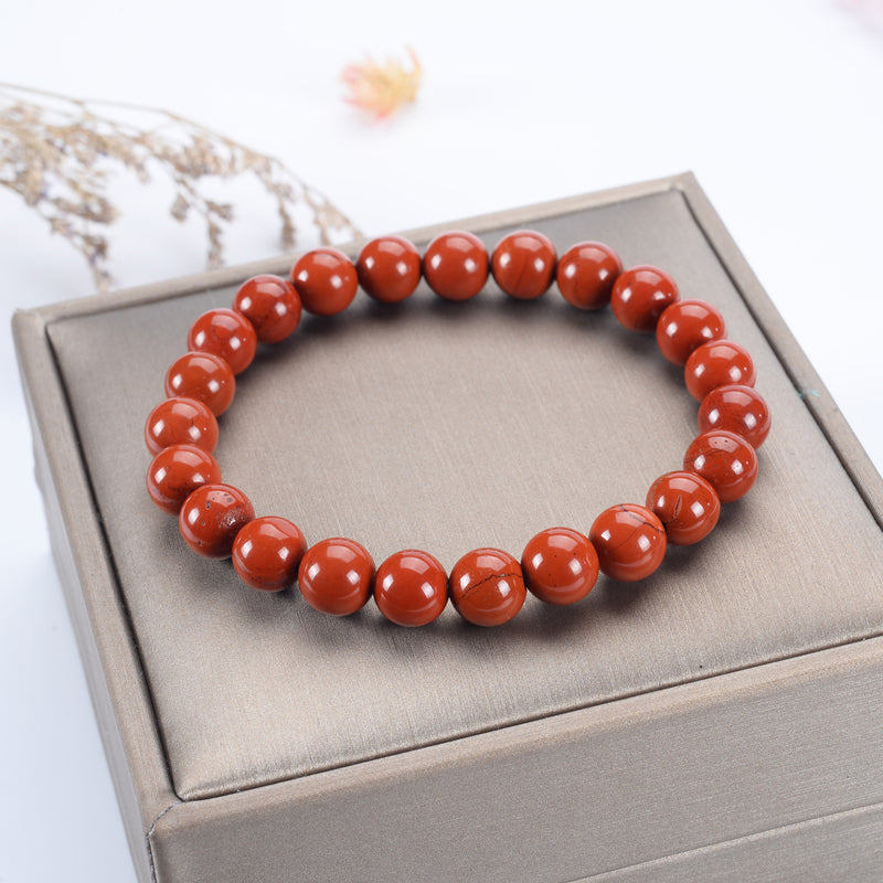 Cherry Tree Collection | Stretch Bracelet | 8mm Beads (Red Jasper - Burnt Orange)