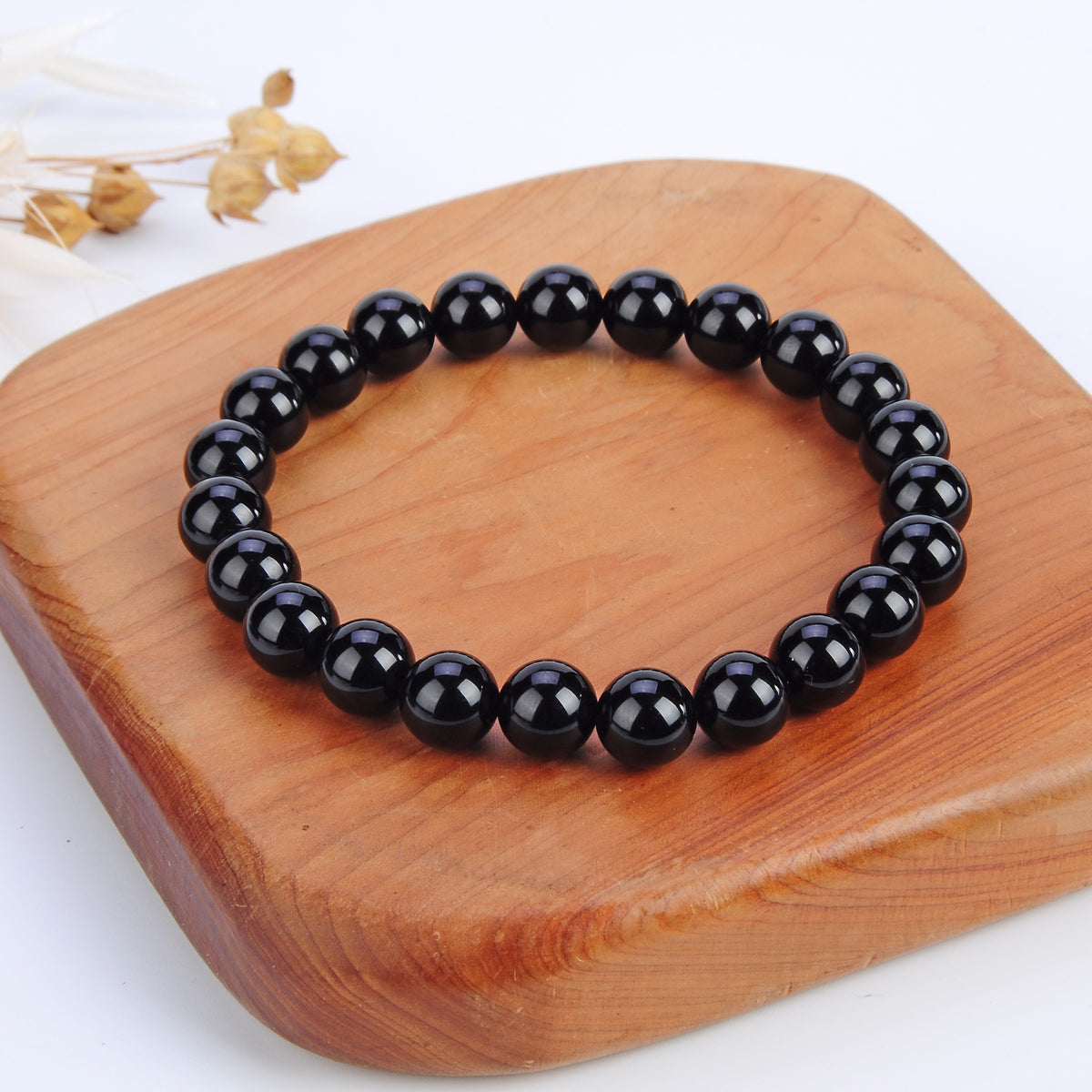 Cherry Tree Collection | Stretch Bracelet | 8mm Beads (Black Agate)