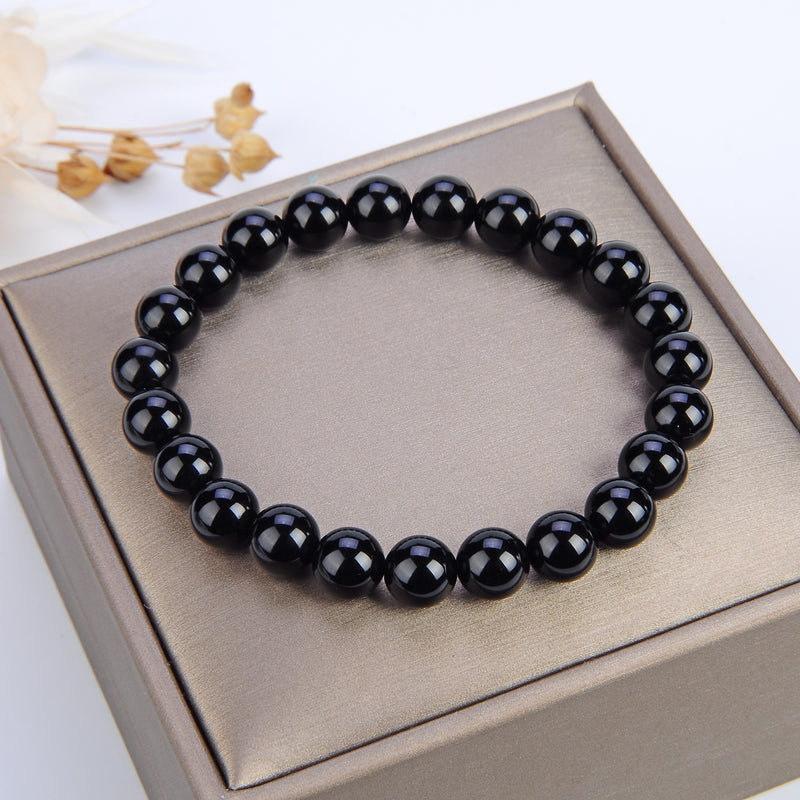 Stretch Bracelet | 8mm Beads (Black Agate)