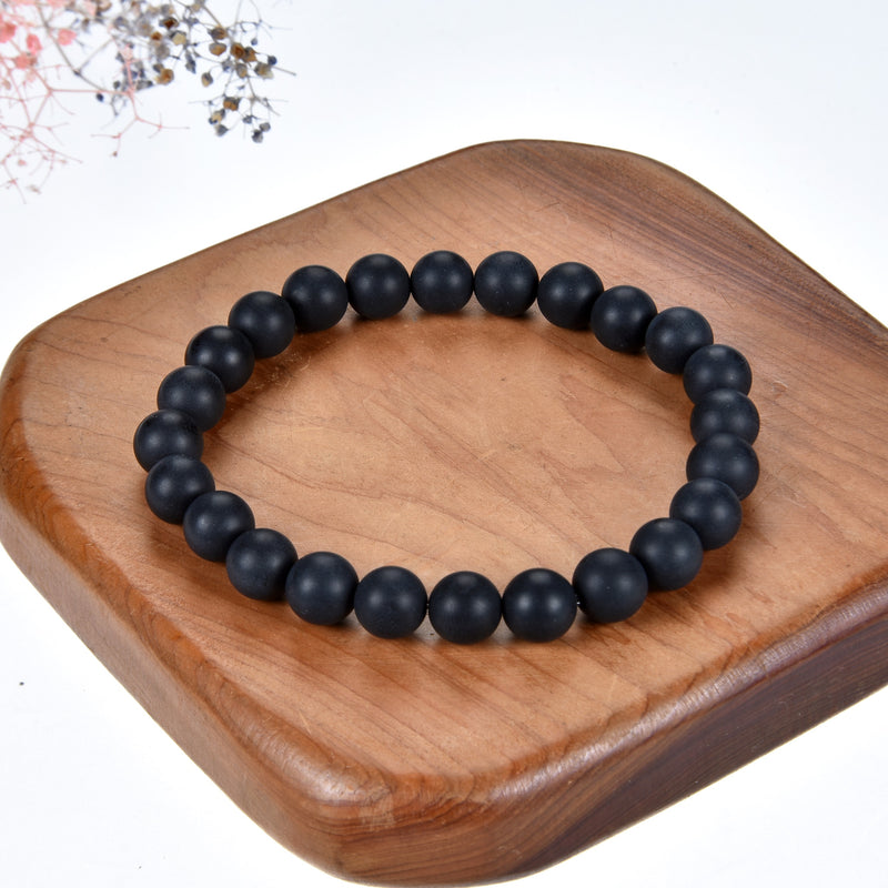 Stretch Bracelet | 8mm Beads (Matte Black Agate)