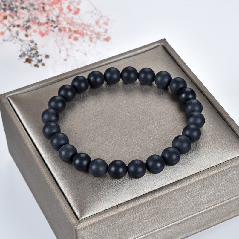 Stretch Bracelet | 8mm Beads (Matte Black Agate)