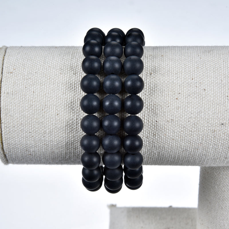 Stretch Bracelet | 8mm Beads (Matte Black Agate)