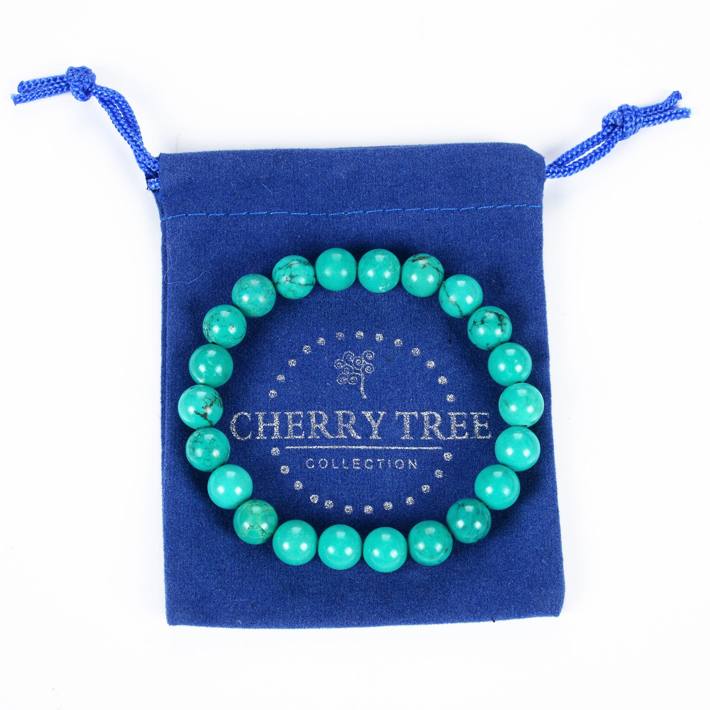 Stretch Bracelet  8mm Beads (Turquoise Howlite - Blue) – Cherry