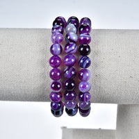 Stretch Bracelet | 8mm Beads (Lace Agate - Purple)