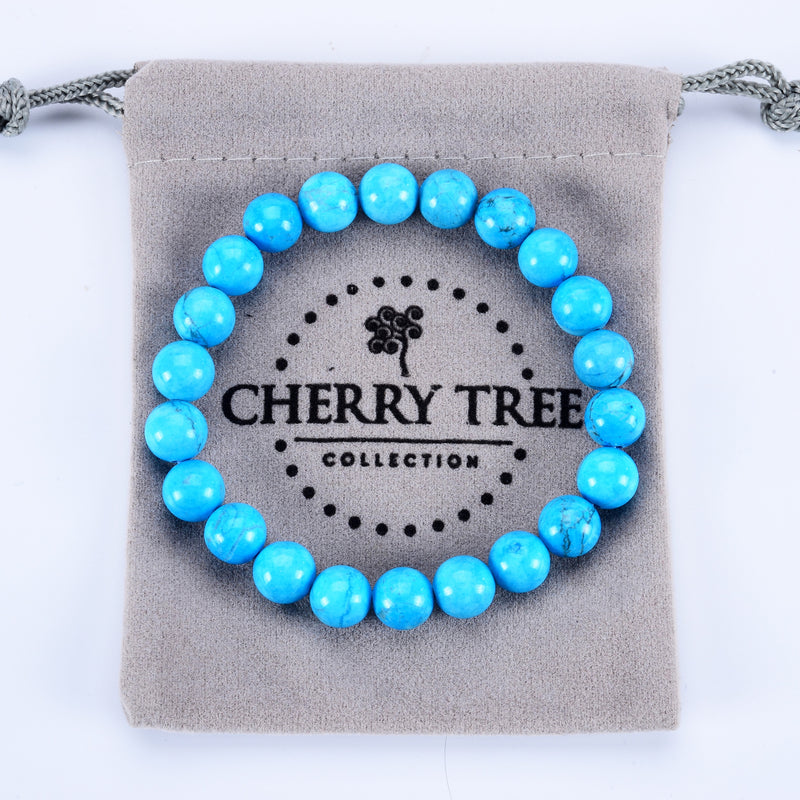 Stretch Bracelet | 8mm Beads (Turquoise Howlite - Blue)