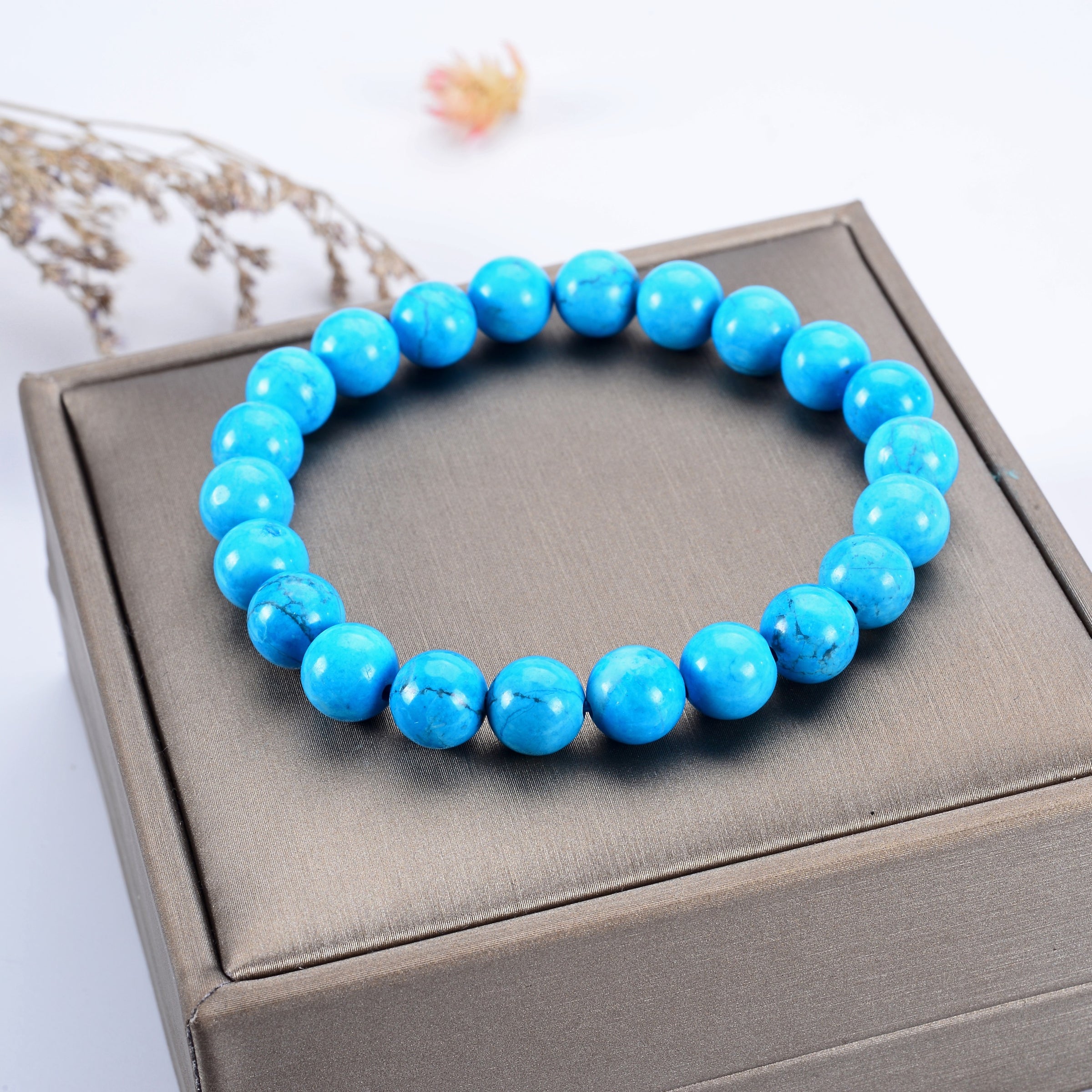 Cherry Tree Collection | Stretch Bracelet | 8mm Beads (Turquoise Howlite - Blue)