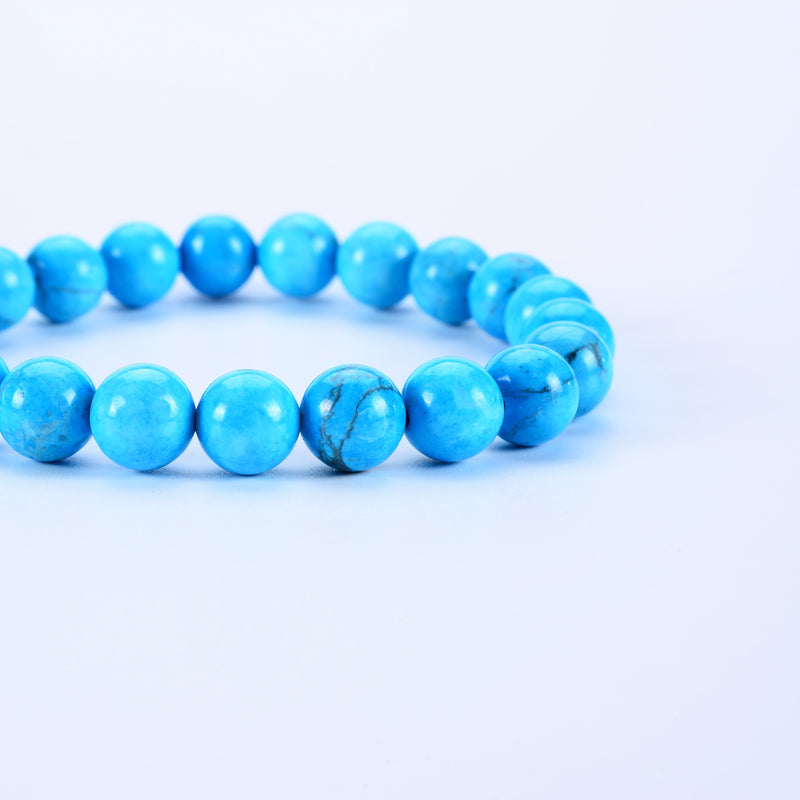 Stretch Bracelet | 8mm Beads (Turquoise Howlite - Blue)
