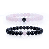 Cherry Tree Collection | Couples Distance Stretch Bracelets | 8mm Beads (Black Agate and Rose Quartz)